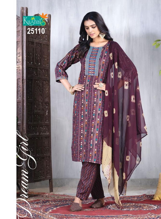 Dream Girl By Kushals straight printed Kurti With Bottom Dupatta